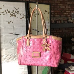 Guess pink vinyl patent bag